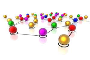3d network connections isolated in white background
